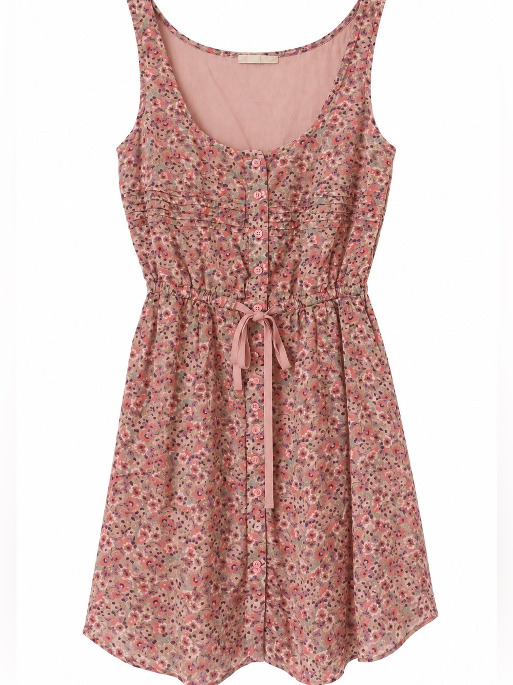 Lucky Brand Floral Button Front Boho Dress XS Pink